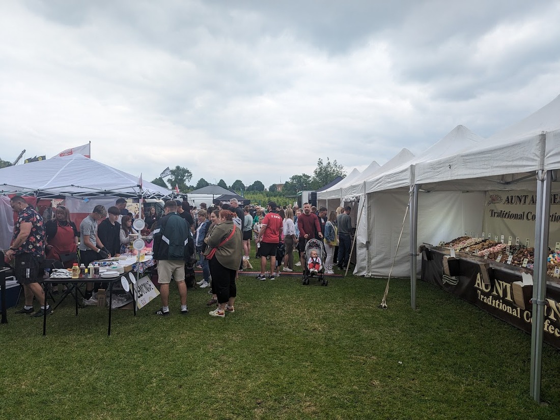 Stallholders and food stands at Evesham Food and Drink festival